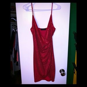 Red Sequined Dress with straps